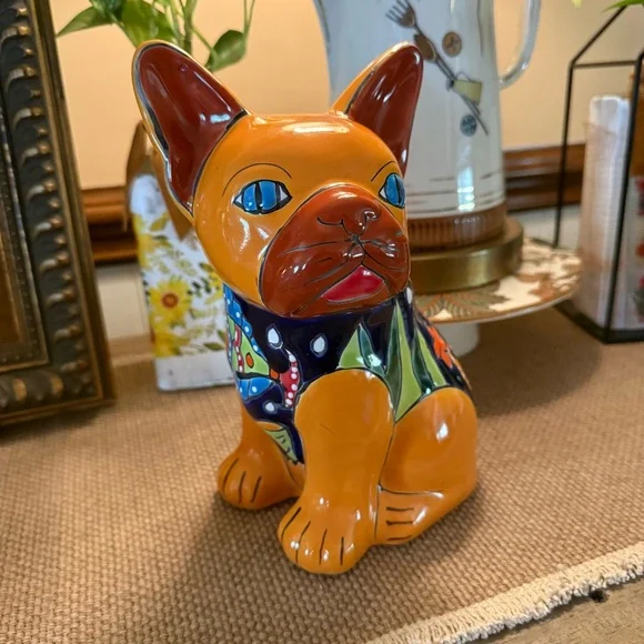 Handcrafted Talavera French Bulldog~Mexican folk art pottery - Picture 8 of 11